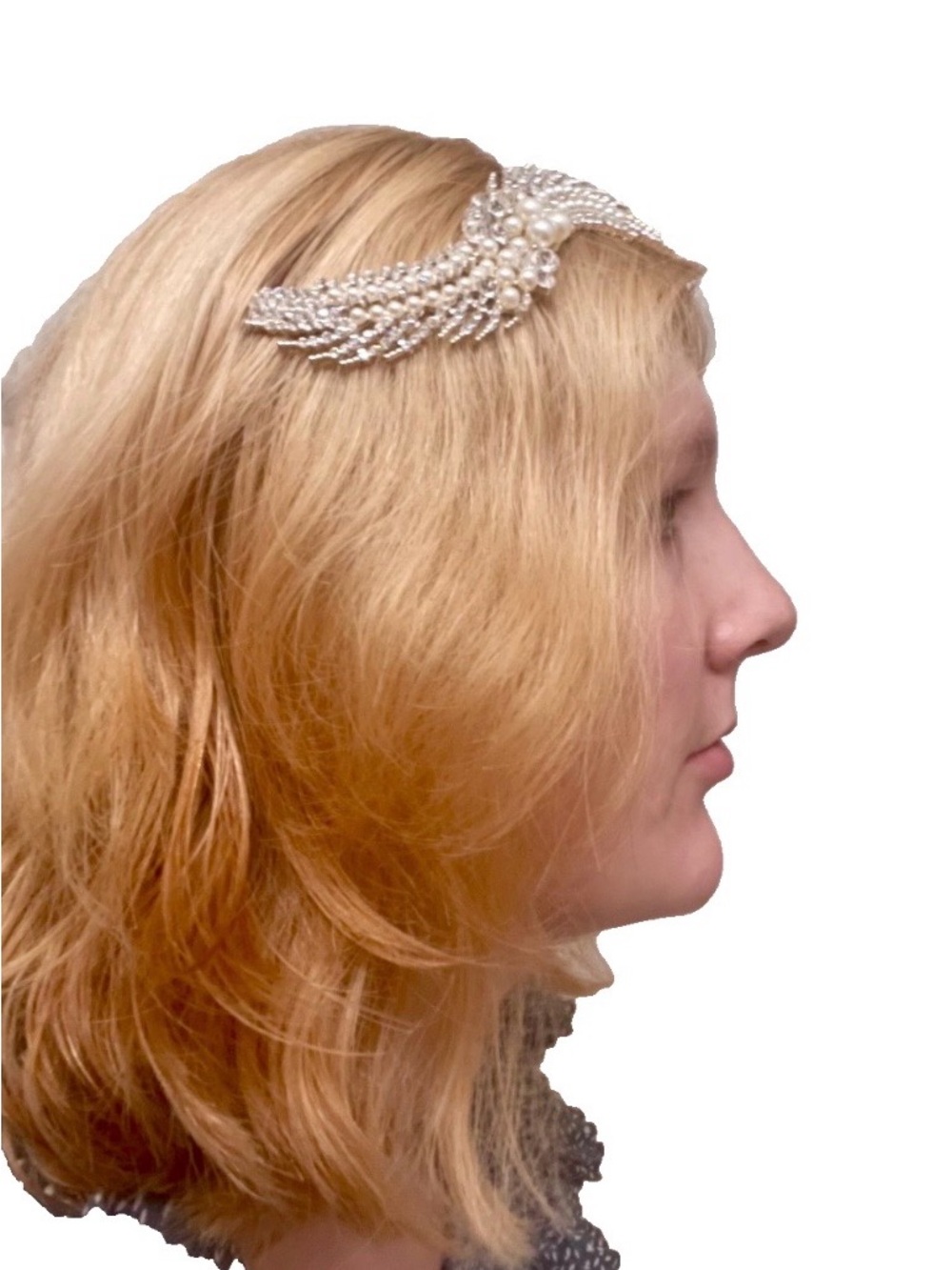 Sparkly Pearl and Diamond Cluster Hair Comb